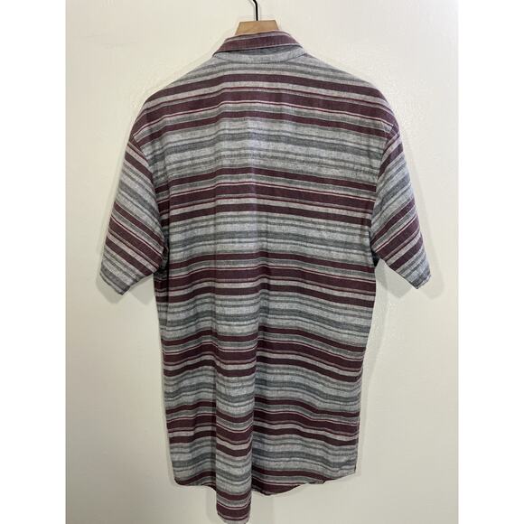 Iron Resin Striped XL Western USA Rodeo Canvas Work Chore Farm Button Up Shirt - Picture 2 of 15